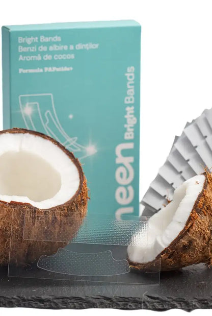 Detaliu benzi de albire dental Bright Bands coconut neen pentru albire fara durere