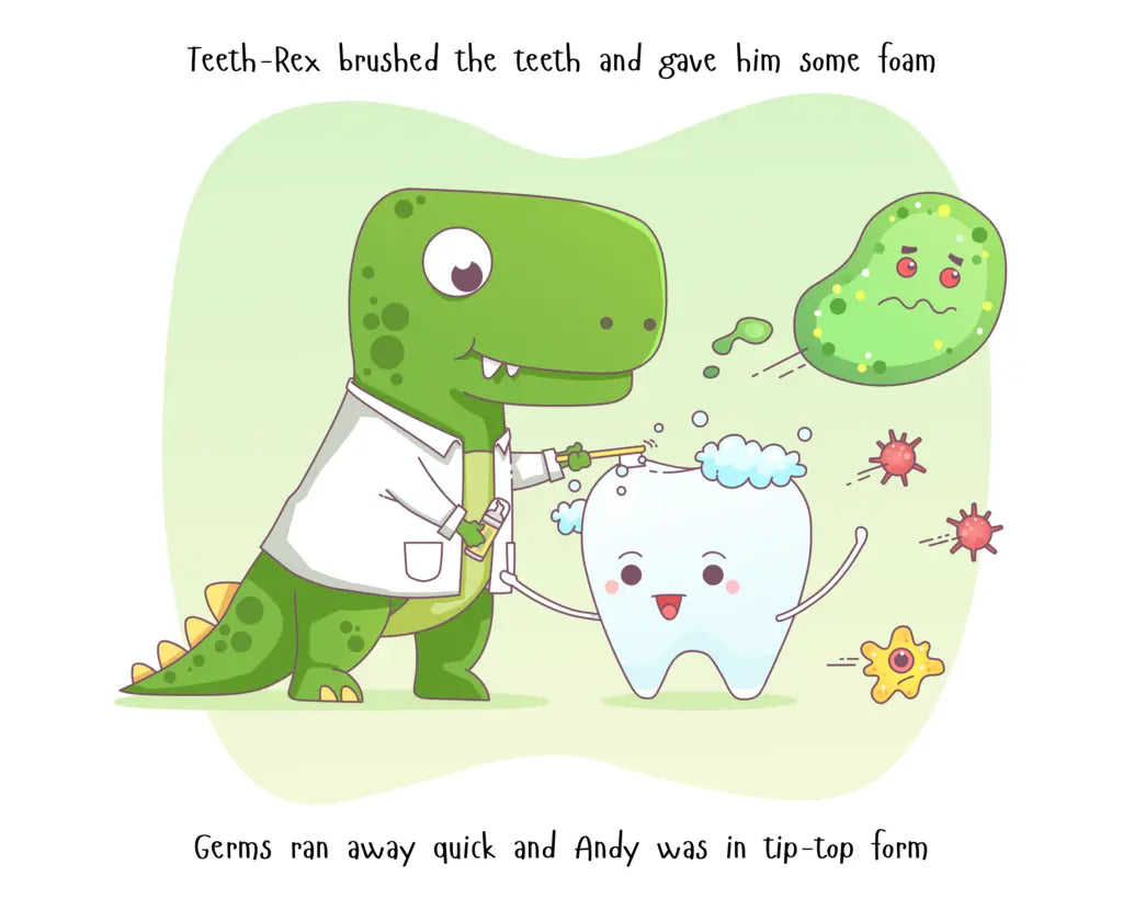 Mascota dinozaur neen incurajand copiii sa se spele pe dinti corect