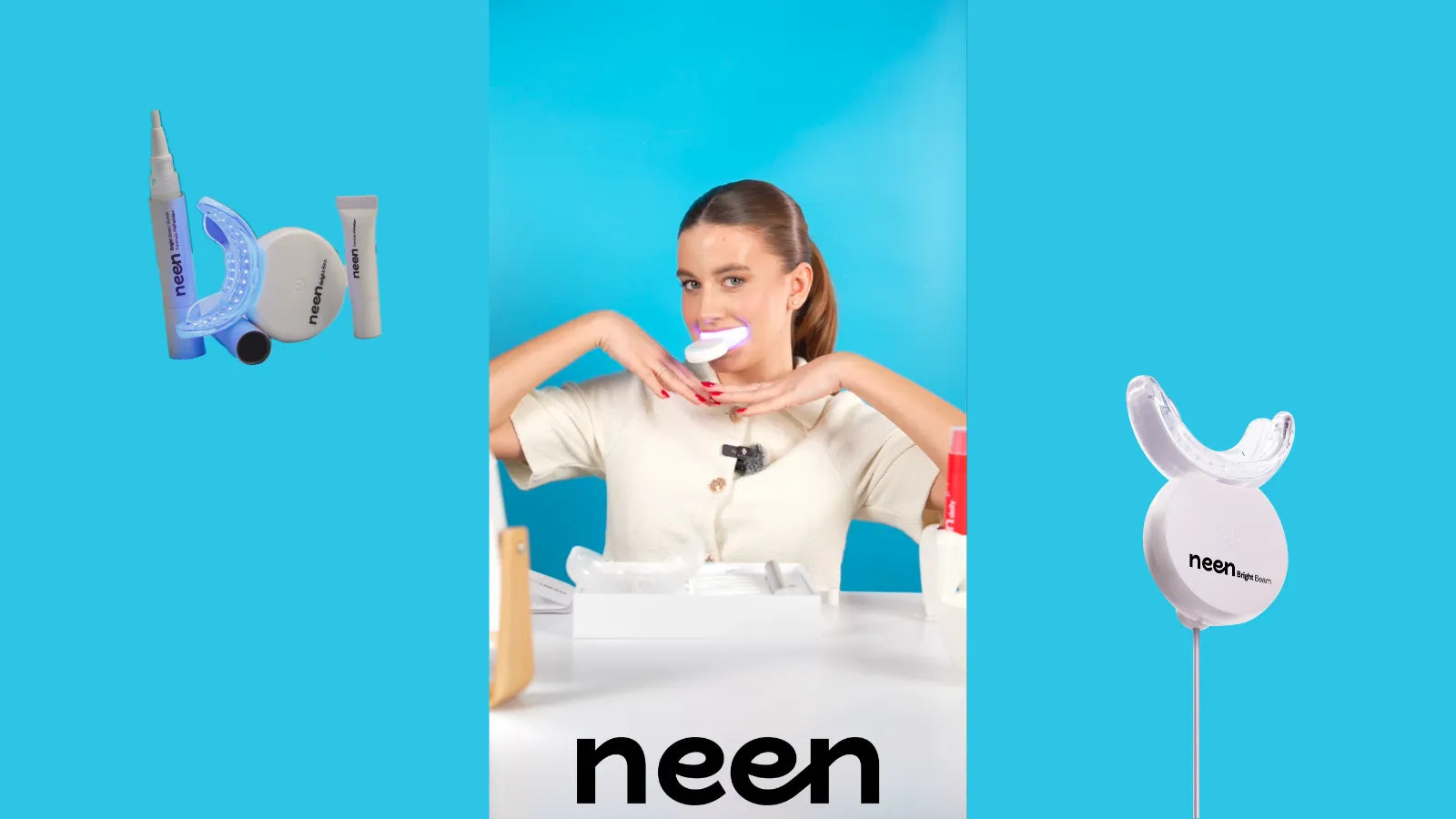 Încarcă clipul video: În acest video îți arătăm cum să folosești corect kitul de albire pentru acasă cu LED violet de la neen, pentru o albire dentară fără durere și fără sensibilitate.