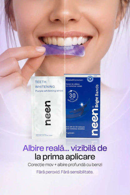benzi mov dinti neen pentru corectie instant a nuantei si albire progresiva fara sensibilitate