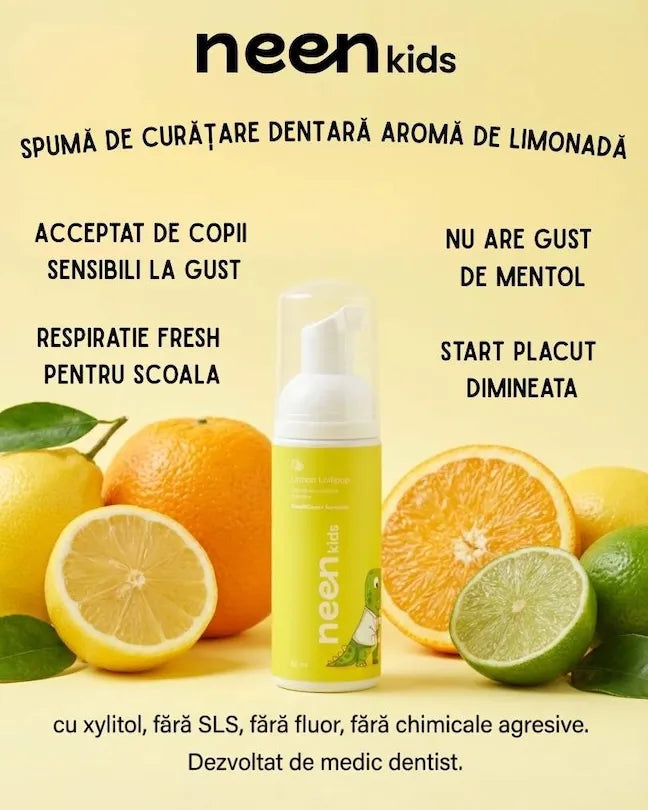 Pasta de dinti spuma copii aroma de limonada pentru copii