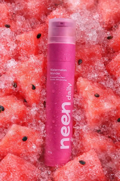 pasta de dinti neen daily watermelon wonder cu aroma de pepene rosu pentru albire delicata si protectia smaltului