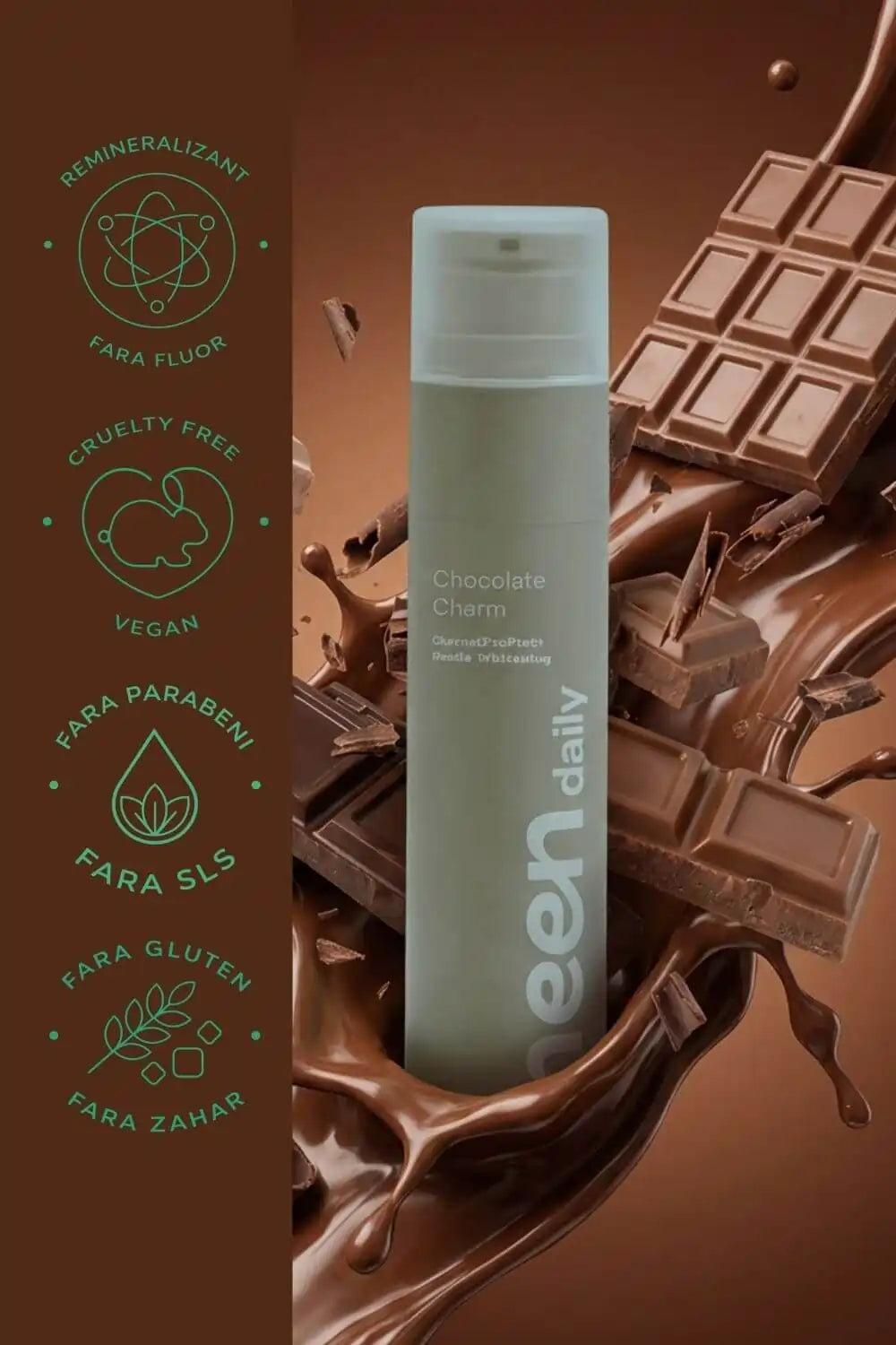 pasta de dinti neen daily chocolate charm fara peroxizi agresivi cu xylitol pentru prevenirea cariilor