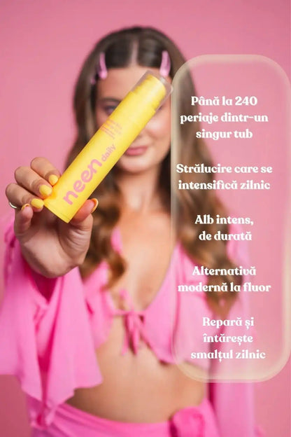 pasta de dinti neen daily banana bliss cu aroma de banana, fara fluor, pentru albire delicata si intarirea smaltului