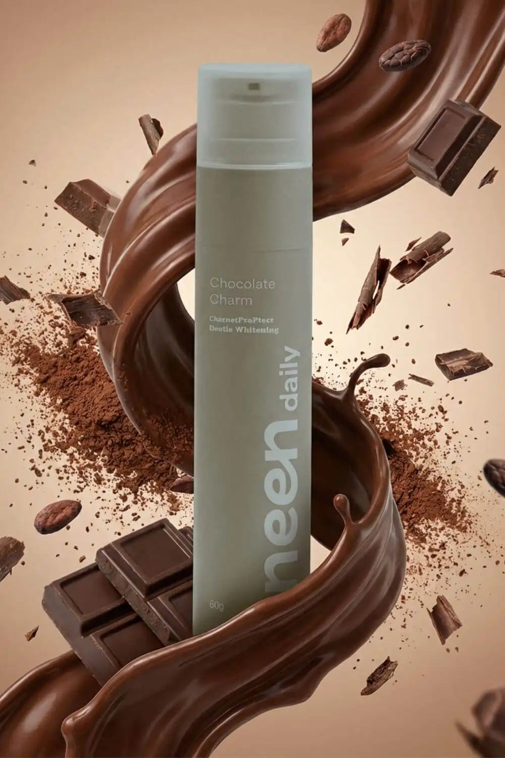 pasta de dinti neen daily chocolate charm cu aroma intensa de ciocolata pentru albire delicata si protectia smaltului