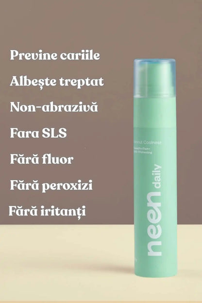 pasta de dinti neen daily coconut coolness non abraziva pentru albire treptata si prevenirea cariilor