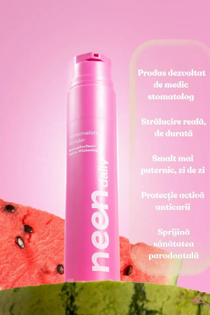 pasta de dinti neen daily watermelon wonder pentru albire delicata, protectie anticarii si intarirea smaltului